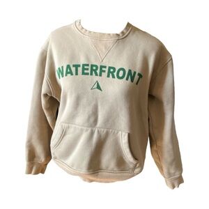 Richmond Hood Company Waterfront Beige Green Graphic Crewneck Sweatshirt Size M